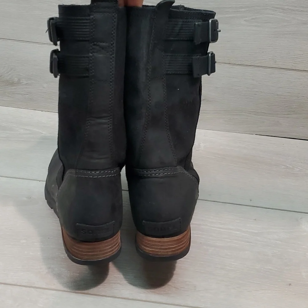 Sorel Women Major Pull on Leather Boots shoes sz 9.5